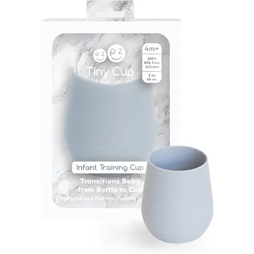 ezpz Tiny Cup (Pewter) - 100% Silicone Training Cup for Infants - 4 months + - Designed by a Pediatric Feeding Specialist - Baby-led Weaning Essentials & Baby Gifts
