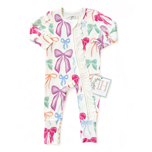 Girls Put a Bow On It Double Zipper Romper