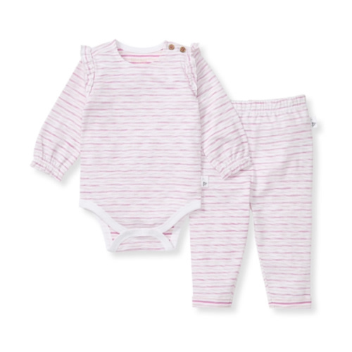 Slub Stripe Baby Girl Bodysuit Set