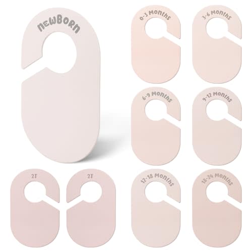 MEILIDY Baby Closet Dividers, Double Sided Nursery Clothes Size Separators for Newborn to 2T, Round, Pink, 8 Pcs