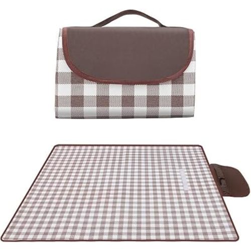 Extra Large Picnic Outdoor Blanket, Foldable Waterproof Picnic Mat Sand Mat for Beach Camping Grass Lawn Hiking Travel Family Park (Brown, 60"×80")