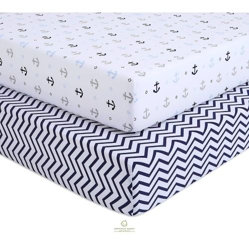 Crib Sheets, Nautical Sailor Fitted, 2 Count