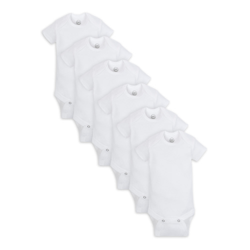 Wonder Nation Baby Boy or Girl Unisex White Short Sleeve Bodysuits, 6-Pack (Newborn-24M)