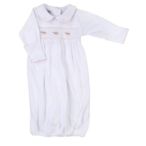 Lindsay Smocked Collared Gown - Pink