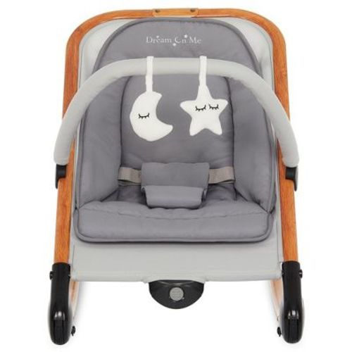 Dream On Me Rock With Me 2-In-1 Rocker And Stationary Seat, Compact Portable Infant Rocker with Removable Toy Bar Rocking Chair, Black Grey