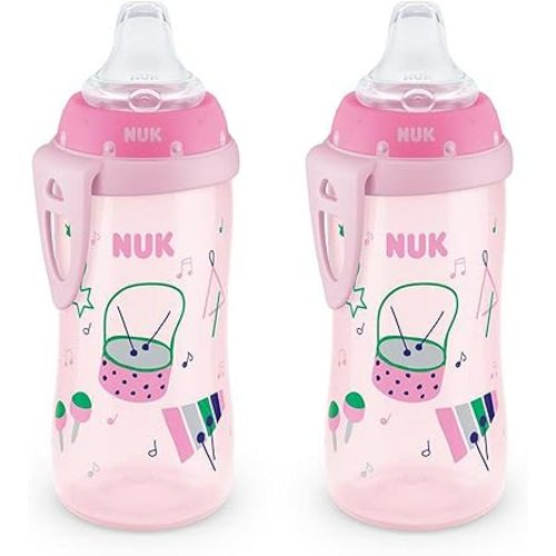 NUK Active Spill Proof Sippy Cup, 10 oz, 2 Pack, 8+ Months, Pink – BPA Free, Spill Proof Sippy Cup