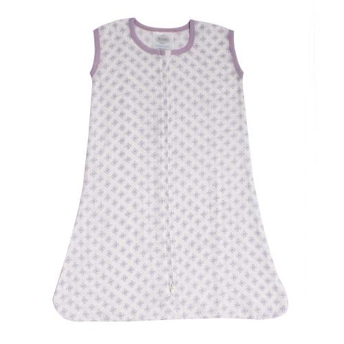 Bacati - Cotton Muslin Sleeping Sack, Wearable Blanket with 2-way Zipper, Petals Lilac