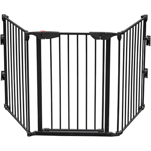 Bonnlo 74-Inch Configurable Walk-Through Baby Safety Gate Adjustable Metal Barrier/Fence for Toddler/Pet/Dog/Cat/Puppy – Ideal for Openings/Stairs/Doorways (25.39" W x 29.3" H Each Panel)