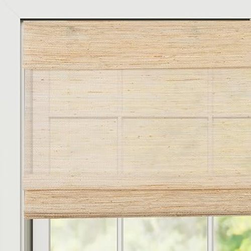 Bamboo Roman Shades, Cordless Custom Woven Wood Shades, Natural Light Filtering Natural Bamboo Shades for Doors, Indoor Windows