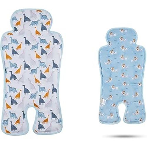 Gel Car Seat Cooler Pad,1 Pack Double Sides-Universal Baby Stroller Ice Cushion Cooler Mat,Summer cooling Seat Liner,Multifunctional Suitable for Baby Dining Chair,Child Safety Seat (Dinosaur+Dog)