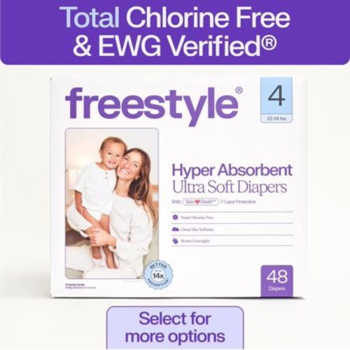Freestyle Hyper Absorbent Ultra Soft Baby Diapers, Size 4, 48 Count (Select for More)
