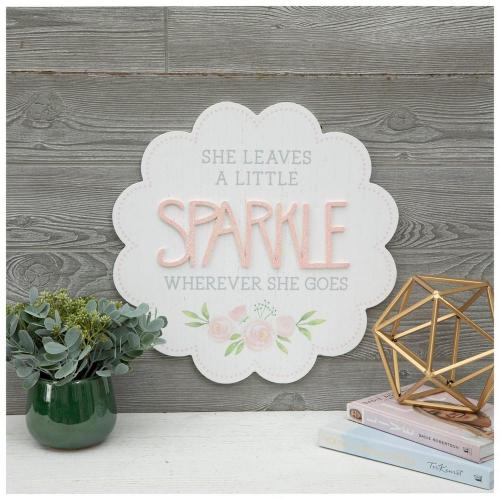 She Sparkles Floral Wood Wall Decor