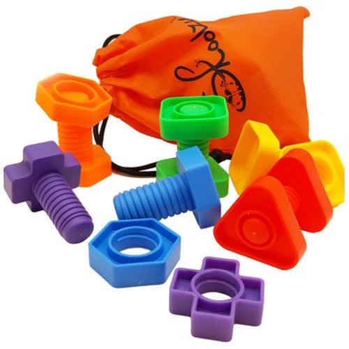 Jumbo Nuts and Bolts Toddler Toys by Skoolzy - Montessori Toys for 1 2 3 Year Old Boys and Girls. Fine Motor Skills Occupational Therapy Educational Toys.