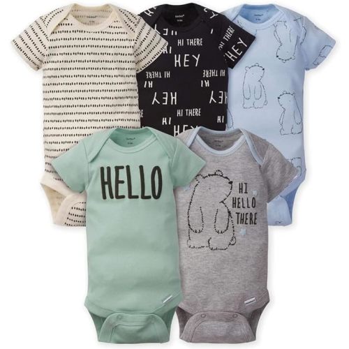 Gerber Baby Girls' 5-Pack Short Sleeve Variety Onesies Bodysuits