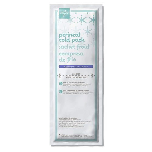 Medline Premium Perineal Cold Packs for Postpartum Care with Adhesive Strip (24 Count) Each Absorbent Pad is 4.5" x 14.25"