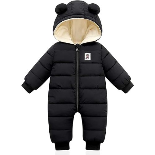 XMWEALTHY Baby Clothes Cute Infant Toddler Snowsuit Warm Newborn Boy Girl Winter Coats Hooded Zip Jumpsuit