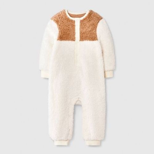 Baby Winter Snowflake Faux Shearling Colorblock Romper - Cat & Jack™ Cream