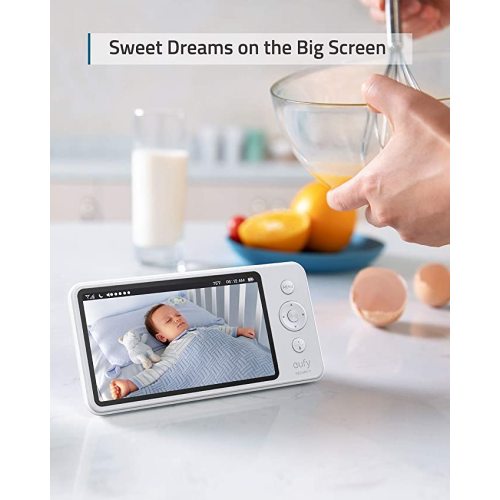 Video Baby Monitor, eufy Baby, Video Baby Monitor with Camera and Audio, 720p HD Resolution, Night Vision, 5" Display, 110° Wide-Angle Lens Included, Lullaby Player, Ideal for New Moms