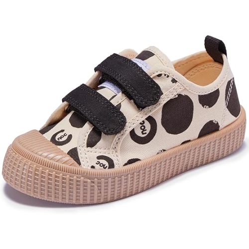 Toddler Shoes for Boys & Girls, Canvas Velcro Sneakers with Candy-Colored Sole Size 6-14