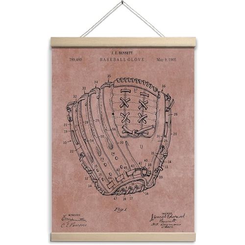 Vintage Baseball Glove Wall Art Retro Sport Decor Wall Decor, Sports Art Baseball Gifts for Men Boys Cave, Baseballs Decor for Wall Playroom Kids Room Office 12x16 Inch unframed
