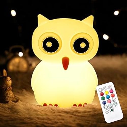 CHWARES Night Light for Kids, Owl Nursery Night Lights with Remote, 7 Color Kawaii Lamp, Room Decor, USB Rechargeable, Cute Lamp Gifts for Baby, Children, Toddlers, Teen Girls