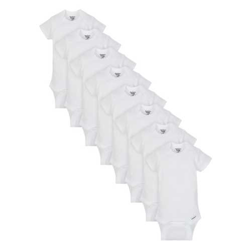 8-Pack White Short Sleeve Onesies® Bodysuits