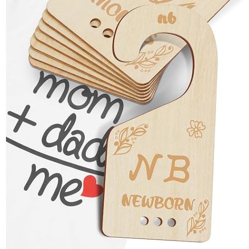 Baby Closet Dividers for Clothes Organizer - 8 PCs Double-Sided Etching Wooden Baby Wardrobe Divider for Baby Nursery from Newborn to 24 Months - Perfect DIY Color Toddler Clothes Organizer