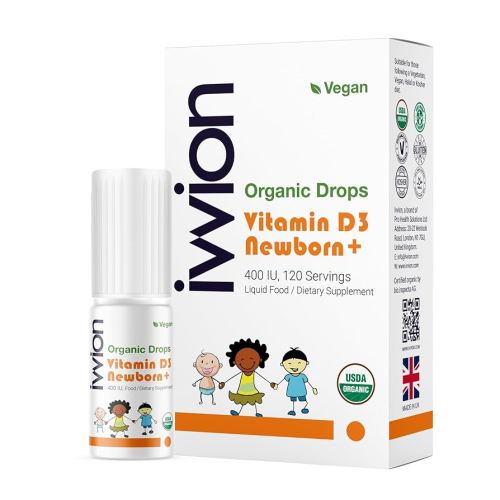 Organic Vegan 400IU, Vitamin D3, 120 Drops – Baby Drop for Infants & Toddlers | USDA Organic, Non-GMO, Plant-Based, No Additives or Preservatives, All Natural, Made in UK