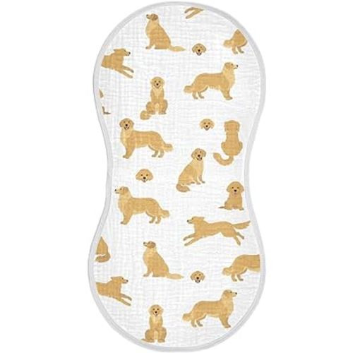 vvfelixl Muslin Burp Cloths Golden Retriever Dogs Baby Washcloths for Baby Girl Boys 2 Pack