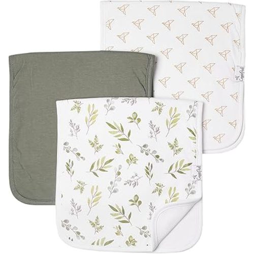 Copper Pearl Premium Baby Burp Cloths - 3-Pack Large Cotton Burp Cloths, Extra Soft Spit Up Rags with 3 Absorbent Layers, Perfect for Baby Boy and Baby Girl Gifts (21" x 10" Size, Haven Set)