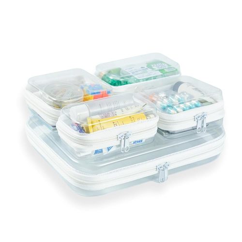 5 pcs Clear Zipper Pouches, Toiletry Bag for Travel, Stackable Waterproof Diaper Bag, Zipper Pouch, Travel Organizer, Clear Cosmetic Bag,Toy Storage Bins (M + 2Mini + 2XS)