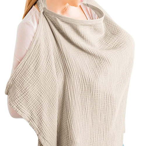 Pure Cotton Nursing Cover 75x95cm - Soft Breathable Breastfeeding Privacy Cover with Adjustable Strap, Multi-Use Car Seat & Stroller Cover for Travel