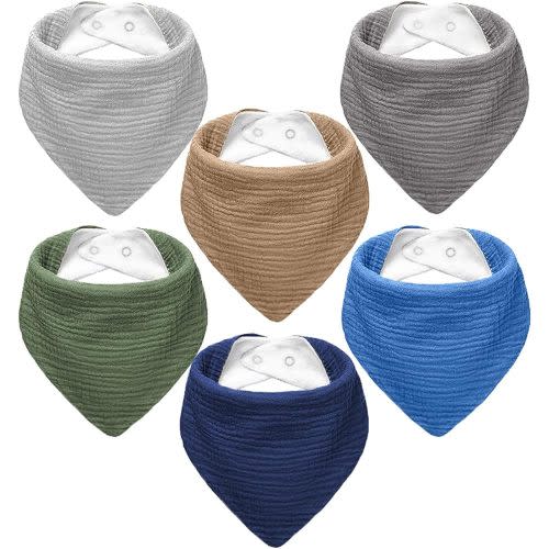 Muslin Baby Bibs,Baby Bandana Drool Bibs 100% Cotton for Baby Boy Girl,Solid Colors Bib for Drooling Teething