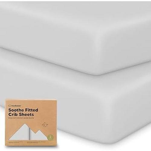 KeaBabies 2-Pack Organic Crib Sheets for Boys, Girls - 52x28 Fitted Crib Mattress Sheet Neutral, Breathable Jersey Cotton Cover for Baby Bed, Toddler Mattress, Soft & Cute Prints (French Gray)