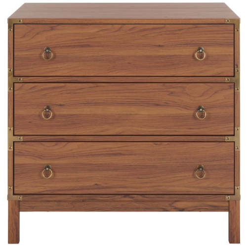 Safavieh Galio 3 Drawer Chest, Walnut / Gold