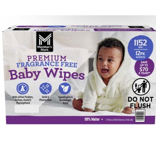 Member's Mark Premium Baby Wipes, Fragrance Free, 12 pk., 1152 Wipes - Sam's Club