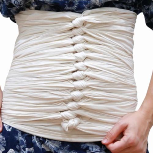 Bengkung Belly Binding Wrap Lightweight GOTs certified organic cotton postpartum belly binding wrap serged edges 17 yards Traditional postpartum belly binding cloth (Off White, GOTS certified organic)