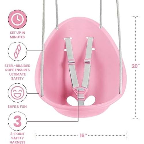 Swurfer Coconut Toddler Swing – Comfy Baby Swing Outdoor, 3- Point Adjustable Safety Harness, Secure, Safe Quick Click Locking System, Blister-Free Rope, Easy Installation, Ages 6-36 Months