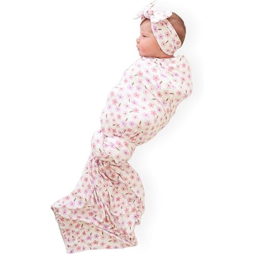 Caden Lane Baby Swaddle & Receiving Blanket, Soft, Breathable & Temperature-Regulating Bamboo Viscose Fabric for Swaddling Newborns, Gender Neutral Infant Blanket for Boys & Girls, Blushing Blooms