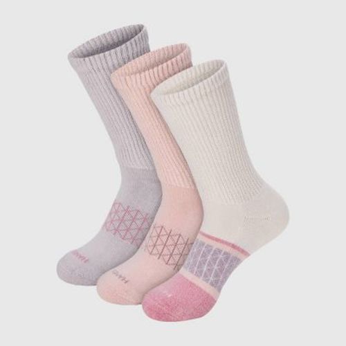 Hanes Women's Absolute Wellness 3pk Non-Binding Crew Socks - Green 5-9: Cotton Blend, Cushioned Sole, Arch Support, Seamless Toe
