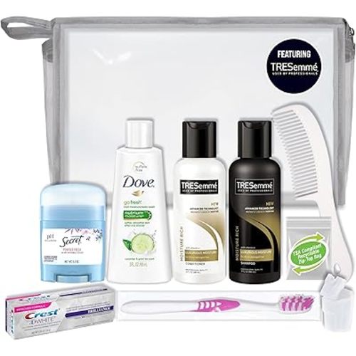Convenience Kits international 10 PC Deluxe Kit, Featuring: Tresemme Hair and Dove Body Travel-Size Products, Silver