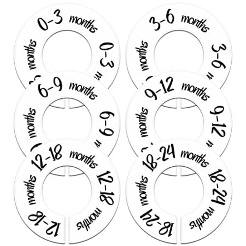 Pro Goleem Baby Closet Dividers Unisex Baby Closet Organizer for Nursery Baby Clothes Size Age Dividers Fits 1.5" Rod 6 PCS