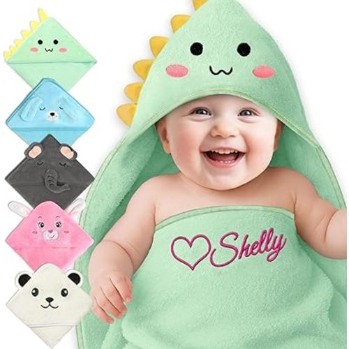 Personalized Baby Towels Hooded with Name Custom Toddler Towel Bath Swaddle Blanket with Hood for Girl Boy Customized Baby Shower Newborn Gifts Embroidered