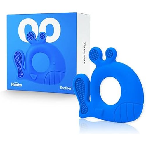 LoveNoobs Baby Teething Toys, BPA Free 100% Food-Grade Silicone Teether, Non-Toxic Teething Toys for Babies 0-6 Months 6-12 Months, Safe Baby Chew Toy with Cotton Pouch, First Easter Gifts for Baby