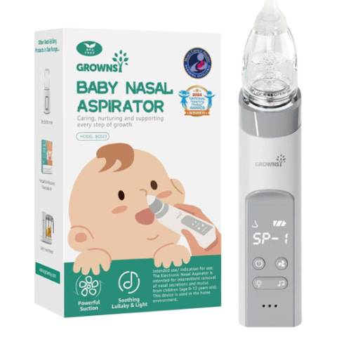 GROWNSY Nasal Aspirator for Baby, Electric Baby Nose Sucker with Larger Suction Chamber and More Powerful Suction, Automatic Nose Cleaner with Music and Light Soothing Function