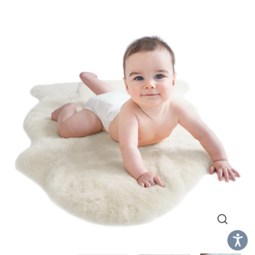 Sheepskin Rug for Babies, 100% Natural, Shorn Lambskin Wool, 2 x 3 Feet, Ivory