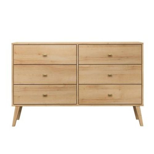 Prepac Milo 6 Drawer Bedroom Dresser Natural Oak