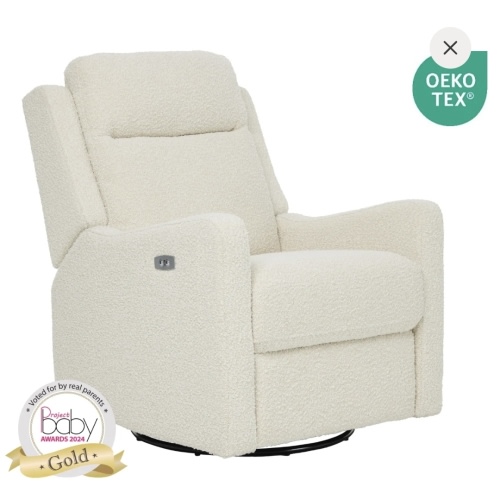 Henry Electric Recliner Glider Chair with USB in Vanilla Bouclé | iL Tutto