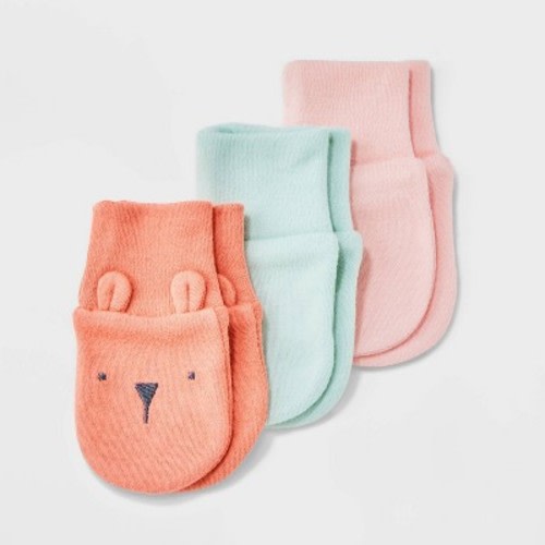 Baby 3pk Basic Mittens - Cloud Island™, Color: Coral Pink