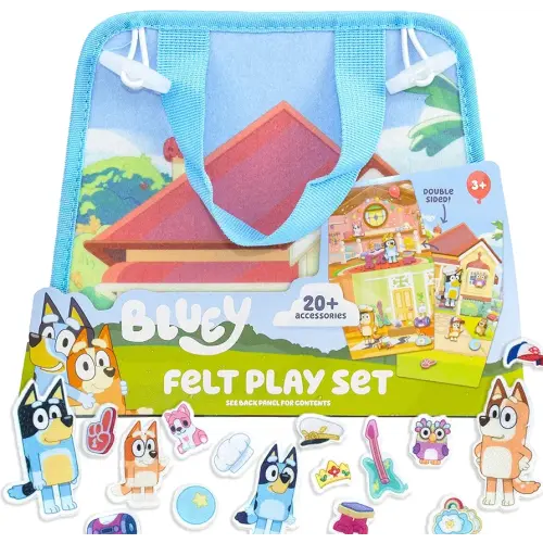 Bluey Felt Playhouse, Double-Sided Play Scene with Built-in Storage, 20 Felt Characters & Accessories, Travel-Friendly Bluey Toys, Road Trip Essentials, Toddler Activities, Fun Toys & Games